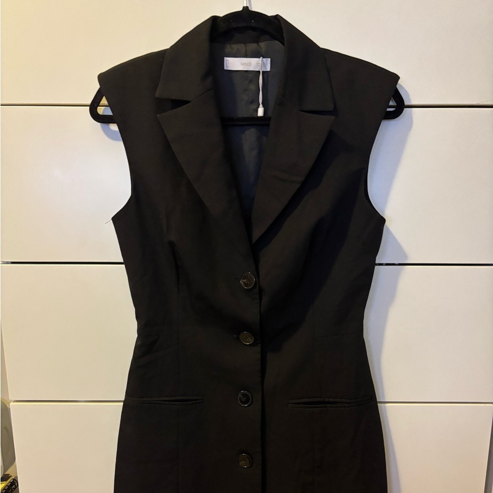 Mango Black Tailored Sleeveless Blazer Dress - Picture 4 of 8